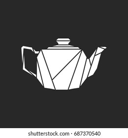 Ceramic teapot symbol polygon silhouette icon on background