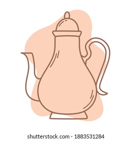 ceramic teapot utensil icon line and fill vector illustration