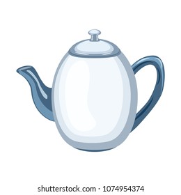 Ceramic teapot vector illustration inflat style. Vector illustration isolated on white background.