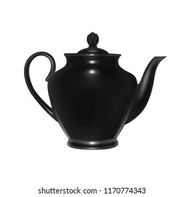 Ceramic teapot in vector on white background.Teapot black vector illustration.