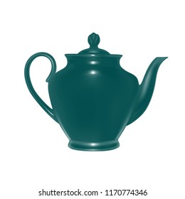 Ceramic teapot in vector on white background.