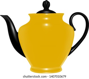 Ceramic teapot in vector on white background.The teapot vector illustration.