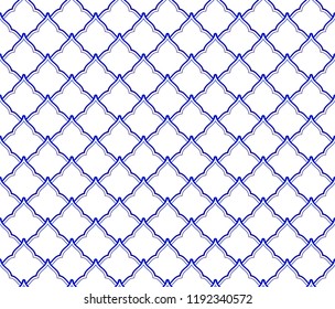 ceramic Thai pattern benjarong style, seamless porcelain blue and white waves pattern, pottery royal background, chinaware backdrop for design, vector illustration