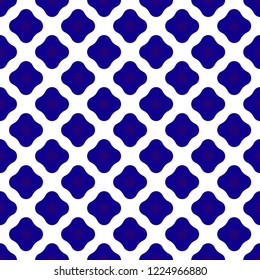 ceramic Thai pattern blue and white, cute porcelain seamless modern background, Chinaware design, pottery decor vector illustration