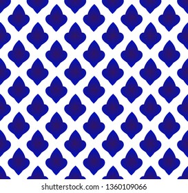 ceramic Thai pattern, Japan and China seamless porcelain blue and white modern background, pottery wallpaper indigo Islamic style, chinaware design, Silk and fabric texture decor, vector illustration