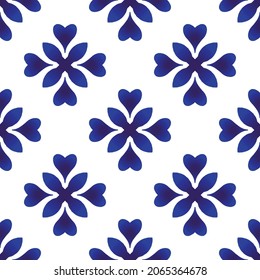 ceramic Thai pattern, porcelain seamless modern background, blue and white indigo wallpaper decor, Portugal ornament, Moroccan mosaic, pottery folk print, Spanish tableware, vintage tiles design