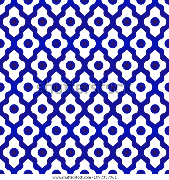 Ceramic Thai Pattern Seamless Blue White Royalty Free