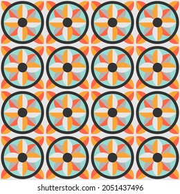 Patrón abstracto de baldosas cerámicas. Motivo simple geométrico. talavera mexicana, azulejo portugués o mayólica española.