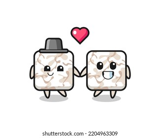 ceramic tile cartoon character couple with fall in love gesture , cute design