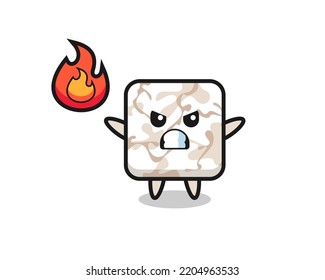 ceramic tile character cartoon with angry gesture , cute design