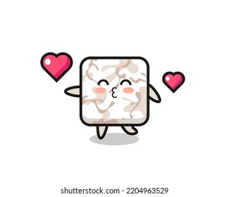 ceramic tile character cartoon with kissing gesture , cute design