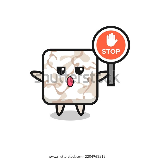 Ceramic Tile Character Illustration Holding Stop Stock Vector (Royalty ...