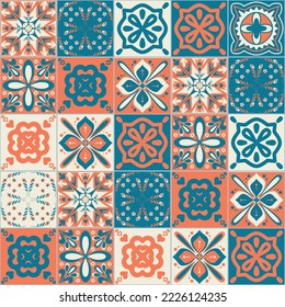 Ceramic tile design orange blue contrast color, square ceramic tiles