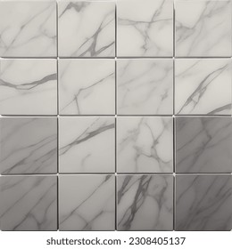 Ceramic tile design for walls and floors. Shards of white marble. Design for interior home or ceramic tiles design.