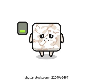 ceramic tile mascot character doing a tired gesture , cute design
