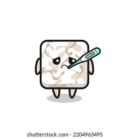 ceramic tile mascot character with fever condition , cute design