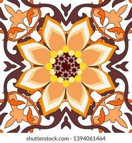 Ceramic tile in moroccan style. Seamless pattern.