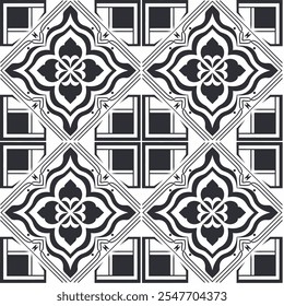 Ceramic tile mosaic, design wall decoration in Arabic Moroccan style, vector illustration
