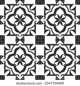 Ceramic tile mosaic, design wall decoration in Arabic Moroccan style, vector illustration
