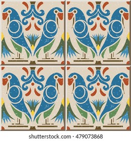 Ceramic tile pattern 385 bird parrot flower