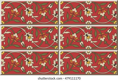Ceramic tile pattern 440 spiral round vine flower