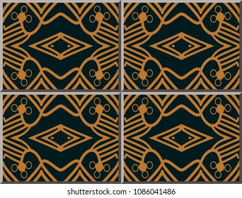Ceramic tile pattern Check Cross Line Geometry Frame, oriental interior floor wall ornament elegant stylish design