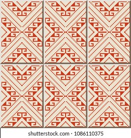 Ceramic tile pattern Check Diamond Geometry Cross Frame Dot Line, oriental interior floor wall ornament elegant stylish design
