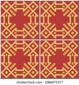 Ceramic tile pattern Check Square Cross Frame Dot Line, oriental interior floor wall ornament elegant stylish design