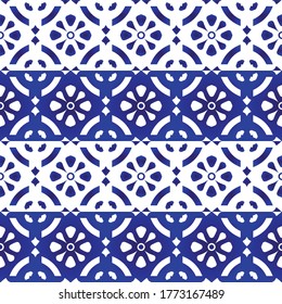 ceramic tile pattern, colorful seamless floral background, blue and white decorative wallpaper decor, Portugal ornament, Moroccan mosaic, pottery folk print, Spanish tableware, vintage tiles design