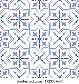 ceramic tile pattern, colorful seamless floral background, blue and white decorative wallpaper decor, Portugal ornament, Moroccan mosaic, pottery folk print, Spanish tableware, vintage tiles design