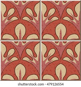 Ceramic tile pattern crinsom curve nature leaf cross