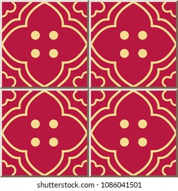Ceramic tile pattern Curve Cross Frame Flower Dot Round, oriental interior floor wall ornament elegant stylish design