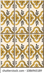 Ceramic tile pattern curve cross round frame chain flower leaf, oriental interior floor wall ornament elegant stylish design