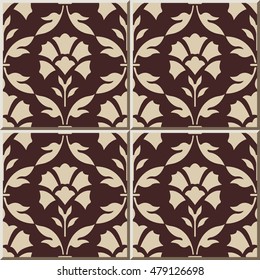 Ceramic tile pattern curve cross leaf flower