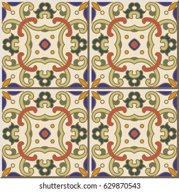 Ceramic tile pattern curve cross chain flower oriental chintz
