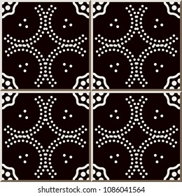 Ceramic tile pattern Curve Dot Line Cross Flower Frame, oriental interior floor wall ornament elegant stylish design