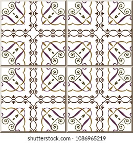 Ceramic tile pattern curve oval square spiral vortex cross frame vine line, oriental interior floor wall ornament elegant stylish design