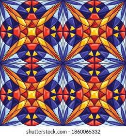 Ceramic tile pattern. Decorative abstract background. Traditional ornate mexican talavera, portuguese azulejo or spanish majolica