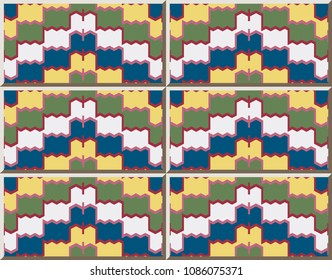 Ceramic tile pattern Geometry Sawtooth Cross Wave Frame Line, oriental interior floor wall ornament elegant stylish design