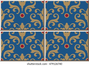 Ceramic tile pattern golden spiral curve flower