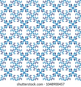 Ceramic tile pattern. Islamic, indian, arabic motifs. Damask seamless pattern. Porcelain ethnic bohemian background.  Abstract flower. Print for fabric and paper. Vector illustration