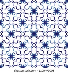 Ceramic tile pattern. Islamic, indian, arabic motifs. Damask seamless pattern. Porcelain ethnic bohemian background.  Abstract flower. Print for fabric and paper. Vector illustration