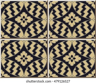 Ceramic tile pattern oval round cross geometry flower