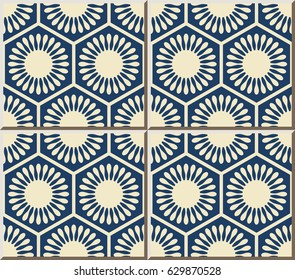 Ceramic tile pattern polygon round flower geometry cell frame