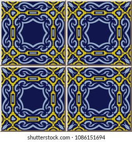 Ceramic tile pattern polygon spiral curve square cross frame, oriental interior floor wall ornament elegant stylish design