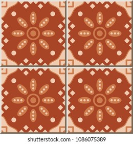Ceramic tile pattern Round Check Cross Frame Flower, oriental interior floor wall ornament elegant stylish design