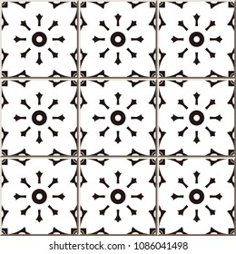 Ceramic tile pattern Round Cross Square Frame Geometry Flower, oriental interior floor wall ornament elegant stylish design