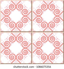 Ceramic tile pattern Round Spiral Curve Cross Frame Line, oriental interior floor wall ornament elegant stylish design