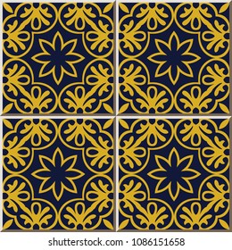 Ceramic tile pattern round spiral golden cross frame flower, oriental interior floor wall ornament elegant stylish design