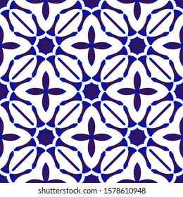 ceramic tile pattern, Seamless porcelain decor, Chinaware background, blue and white floral backdrop for design floor, wall, texture, fabric, paper, tiled, modern indigo wallpaper, vector illustration
